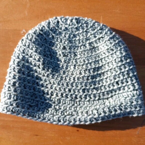 Men's Head Hugger Beanie Hat Handmade Tin Roof Gray Crochet Fishing Outdoors L - Picture 6 of 9